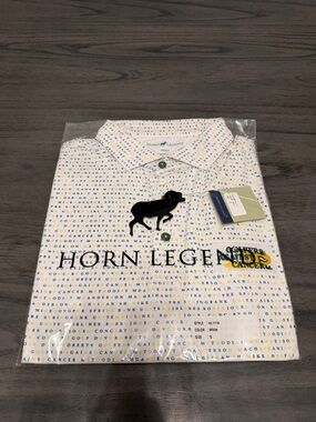 Horn Legend Men’s White Printed Polo Shirt with Subtle Color Accents